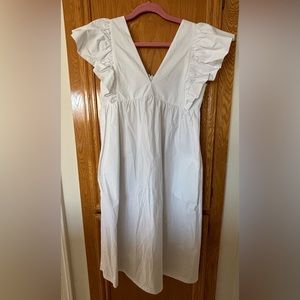 NWT Maeve ruffle sleeve white dress XS